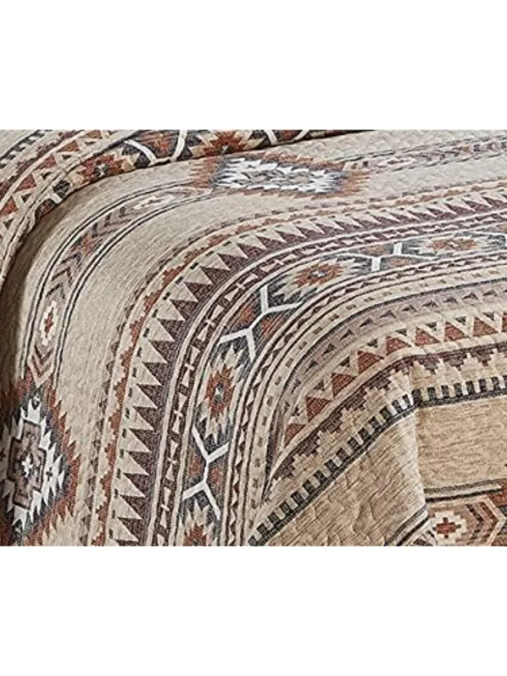 Rustic Southwest Quilted Western Bedspread Bedding Set in Brown Beige Taupe Char_2